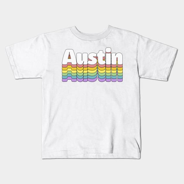 Austin, Texas //// Retro Typography Design Kids T-Shirt by DankFutura